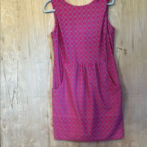 Jude Connally Pink Pleated Sheath Dress with side pockets